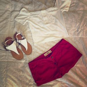 Hollister shorts and a cute lace crop